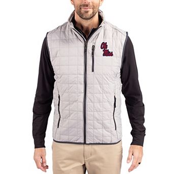 Men's Cutter & Buck Gray Ole Miss Rebels Rainier Eco Insulated PrimaLoft Full-Zip Puffer Vest