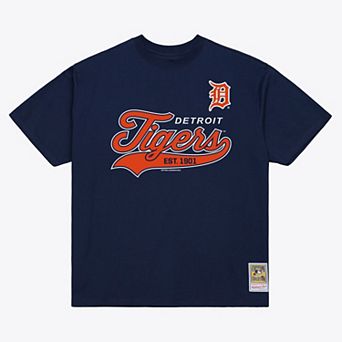Men's Mitchell & Ness Navy Detroit Tigers Script Sweep Arch T-Shirt