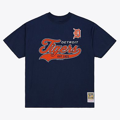 Men's Mitchell & Ness Navy Detroit Tigers Script Sweep Arch T-Shirt