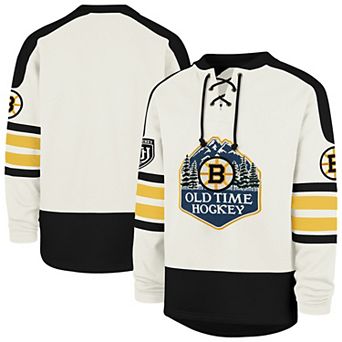 Men's '47 Cream Boston Bruins Pond Hockey Trio Eternal Lacer Sweatshirt