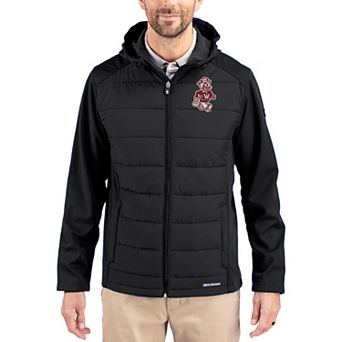 Men's Cutter & Buck Black Washington State Cougars Evoke Hybrid Eco Softshell Recycled Full Zip Hooded Jacket