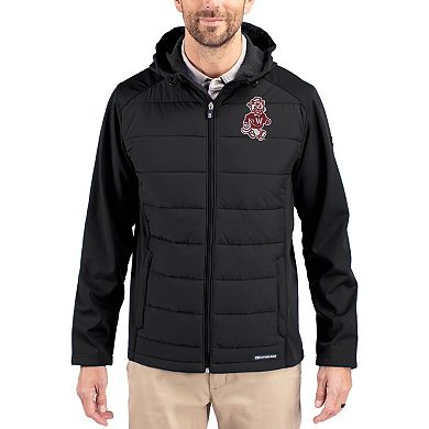 Men's Cutter & Buck Black Washington State Cougars Evoke Hybrid Eco Softshell Recycled Full Zip Hooded Jacket