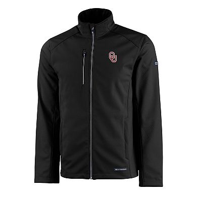 Men's Cutter & Buck Black Oklahoma Sooners Evoke Eco Softshell Recycled Full-Zip Jacket