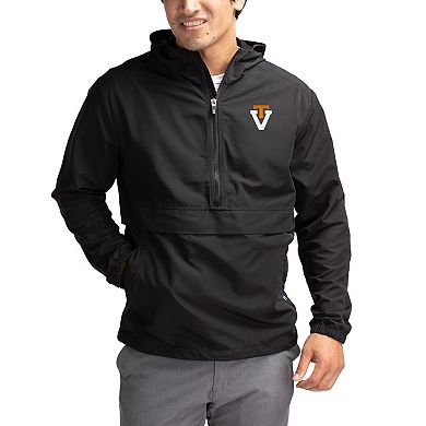 Men's Cutter & Buck Black Virginia Tech Hokies Charter Eco Recycled Half-Zip Anorak Jacket