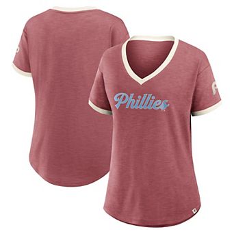 Women's Fanatics Burgundy Philadelphia Phillies Cooperstown Collection Vintage Play��� V-Neck T-Shirt