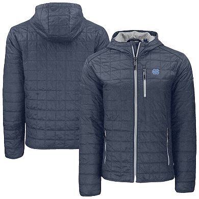Men's Cutter & Buck Anthracite North Carolina Tar Heels Rainier Eco PrimaLoft Hooded Full-Zip Jacket