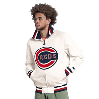 Men's Starter White Cincinnati Reds The Captain Cooperstown Logo Full-Zip Varsity Jacket