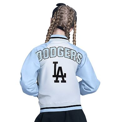 Girl's Youth Starter White Los Angeles Dodgers Scrimmage Full-Snap Varsity Jacket