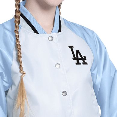 Girl's Youth Starter White Los Angeles Dodgers Scrimmage Full-Snap Varsity Jacket