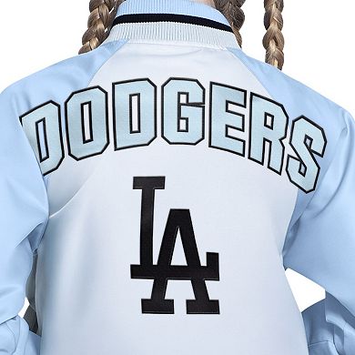 Girl's Youth Starter White Los Angeles Dodgers Scrimmage Full-Snap Varsity Jacket