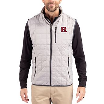 Men's Cutter & Buck Gray Rutgers Scarlet Knights Rainier Eco Insulated PrimaLoft Full-Zip Puffer Vest