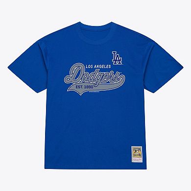 Men's Mitchell & Ness Royal Los Angeles Dodgers Script Sweep Arch T-Shirt