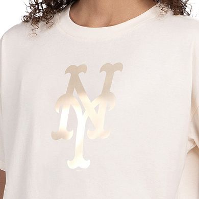 Women's Starter Cream New York Mets Pastels Boxy Cropped T-Shirt