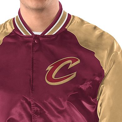 Men's Starter Wine/Gold Cleveland Cavaliers Inductee Full-Snap Varsity Jacket