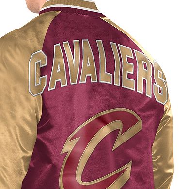 Men's Starter Wine/Gold Cleveland Cavaliers Inductee Full-Snap Varsity Jacket