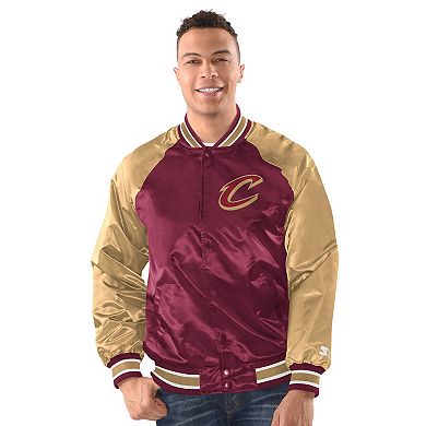 Men's Starter Wine/Gold Cleveland Cavaliers Inductee Full-Snap Varsity Jacket
