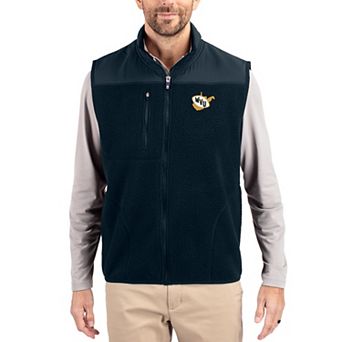 Men's Cutter & Buck Navy West Virginia Mountaineers Cascade Eco Fleece Full-Zip Vest