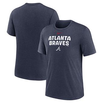 Men's Nike Heather Navy Atlanta Braves Stacked Tri-Blend T-Shirt