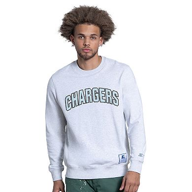 Men's Starter Ash Los Angeles Chargers Faceoff Fleece Sweatshirt