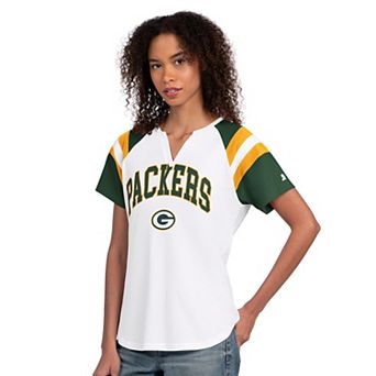 Women's Starter White Green Bay Packers Game On Notch Neck T-Shirt