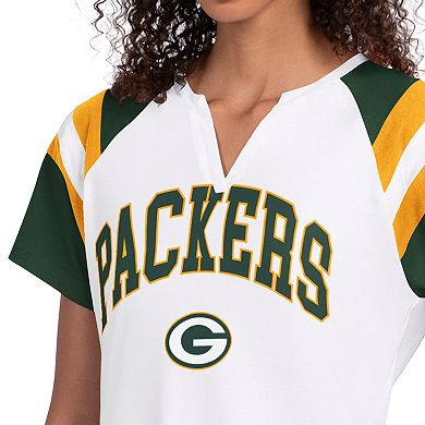 Women's Starter White Green Bay Packers Game On Notch Neck T-Shirt