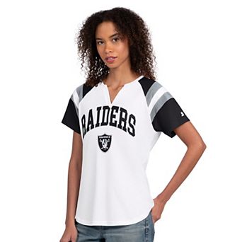 Women's Starter White Las Vegas Raiders Game On Notch Neck T-Shirt