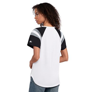 Women's Starter White Las Vegas Raiders Game On Notch Neck T-Shirt