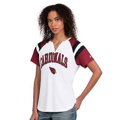 Women's Starter White Arizona Cardinals Game On Notch Neck T-Shirt