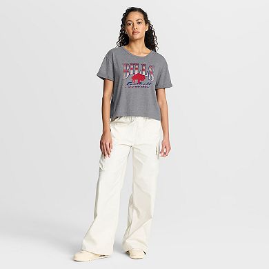 Women's Fanatics Heather Gray Buffalo Bills Overplayed Tribute Tri-Blend Boxy T-Shirt