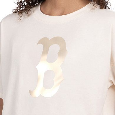 Women's Starter Cream Boston Red Sox Pastels Boxy Cropped T-Shirt