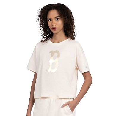 Women's Starter Cream Boston Red Sox Pastels Boxy Cropped T-Shirt
