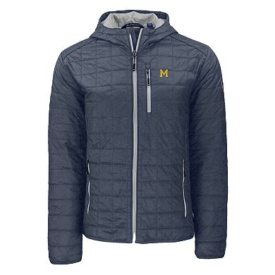 Men's Cutter & Buck Anthracite Michigan Wolverines Rainier Eco PrimaLoft Hooded Full-Zip Jacket
