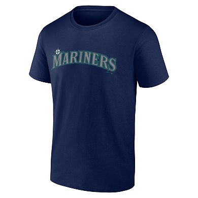 Men's Logo Athletic Navy Seattle Mariners Wordmark T-Shirt