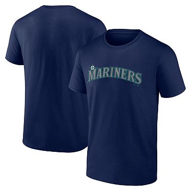 Men's Logo Athletic Navy Seattle Mariners Wordmark T-Shirt