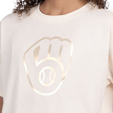 Women's Starter Cream Milwaukee Brewers Pastels Boxy Cropped T-Shirt