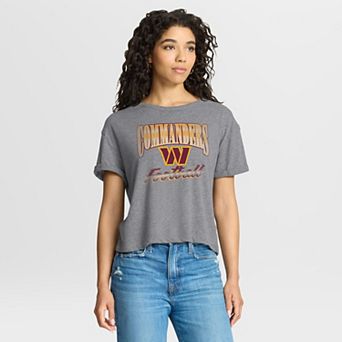 Women's Fanatics Heather Gray Washington Commanders Overplayed Tribute Tri-Blend Boxy T-Shirt