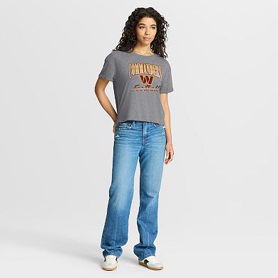 Women's Fanatics Heather Gray Washington Commanders Overplayed Tribute Tri-Blend Boxy T-Shirt