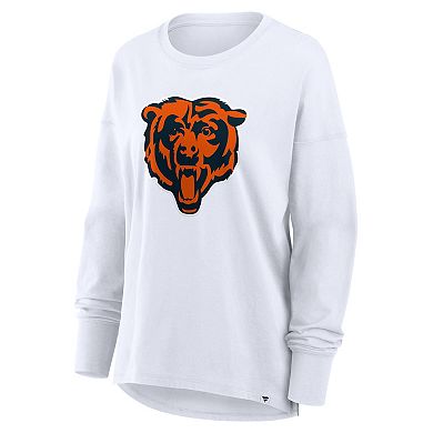 Women's Fanatics White Chicago Bears Relaxed Hip Essential Long Sleeve T-Shirt