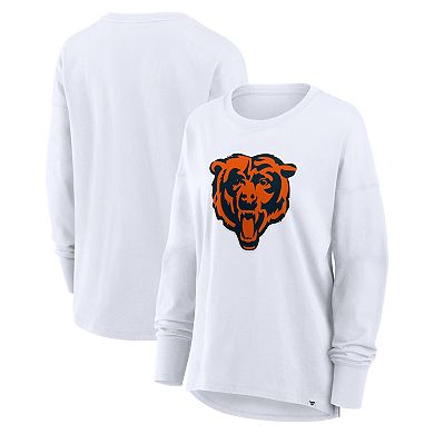 Women's Fanatics White Chicago Bears Relaxed Hip Essential Long Sleeve T-Shirt