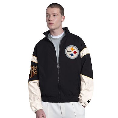 Men's Starter Black Pittsburgh Steelers The Gust Full-Zip Hoodie