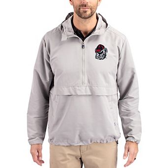 Men's Cutter & Buck Gray Georgia Bulldogs Charter Eco Recycled Half-Zip Anorak Jacket
