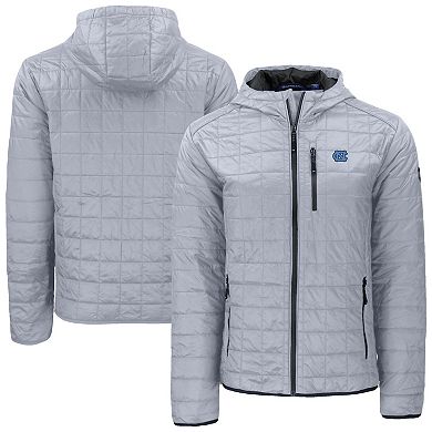 Men's Cutter & Buck Gray North Carolina Tar Heels Rainier Eco PrimaLoft Hooded Full-Zip Jacket