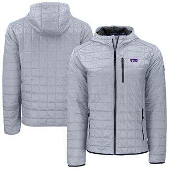 Men's Cutter & Buck Gray TCU Horned Frogs Rainier Eco PrimaLoft Hooded Full-Zip Jacket