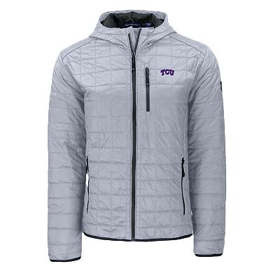 Men's Cutter & Buck Gray TCU Horned Frogs Rainier Eco PrimaLoft Hooded Full-Zip Jacket