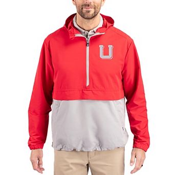 Men's Cutter & Buck Red Utah Utes Charter Eco Recycled Half-Zip Anorak Jacket