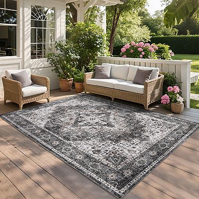 Vintage Area Rug Machine Washable Non Shedding Stain Resistant Carpet for Kitchen Living Room