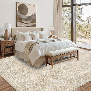 Modern Area Rug Non Slip Ultra Thin Low Pile Machine Washable Floor Cover Kitchen Living Room