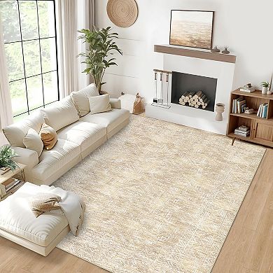 Modern Area Rug Non Slip Ultra Thin Low Pile Machine Washable Floor Cover Kitchen Living Room