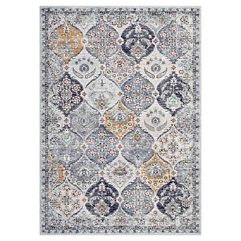 Retro Moroccan Area Rug Non Slip Low Pile Machine Washable Carpet for Kid's Room Dining Room