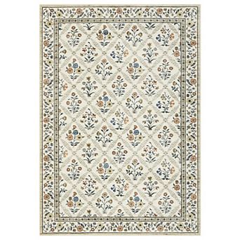 Pastoral Floral Area Rug Non Slip Stain Resistant Machine Washable Floor Cover for Living Room